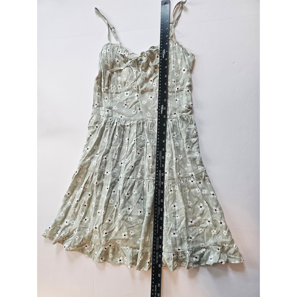 Hollister Floral Mini Dress Womens M Green Smocked Cottagecore‎ Summer - Picture 7 of 7
